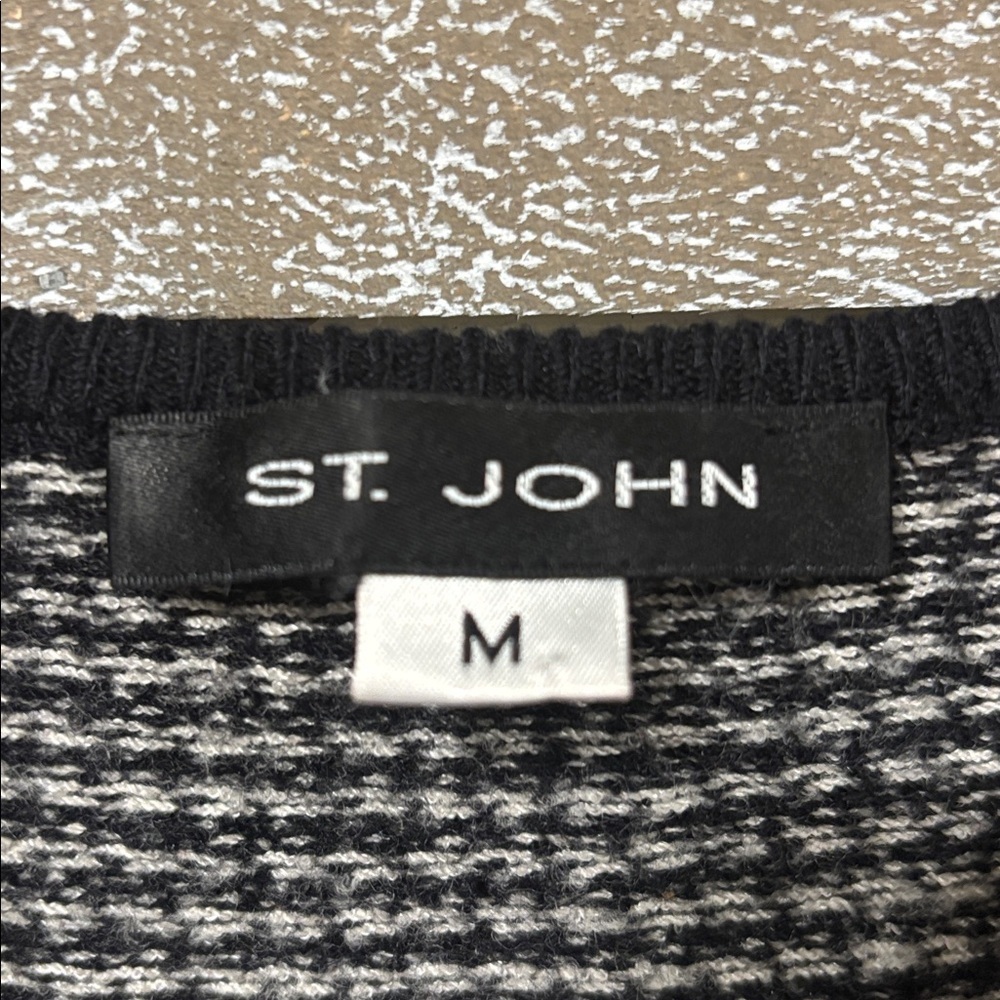 St. John Black & White hounds tooth Crop wool blend sweater vest size M - Picture 4 of 8